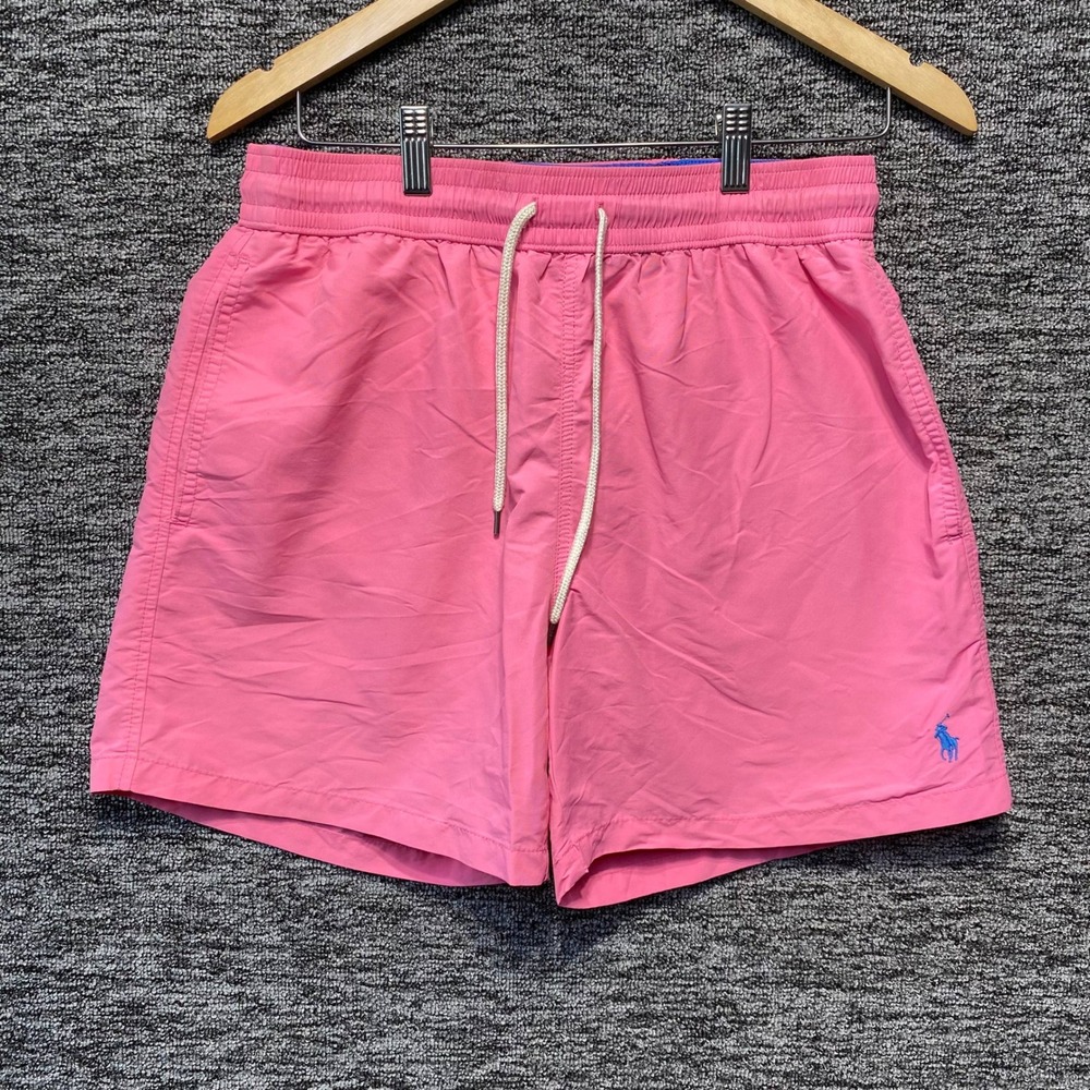 Polo Ralph Lauren Swim Shorts Mens Medium Pink Pony Logo Mesh Lined Trunks
